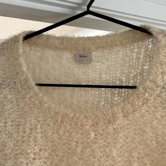 Sisley made in Italy butter-yellow mohair and wool sweater, small - Picture 2 of 4